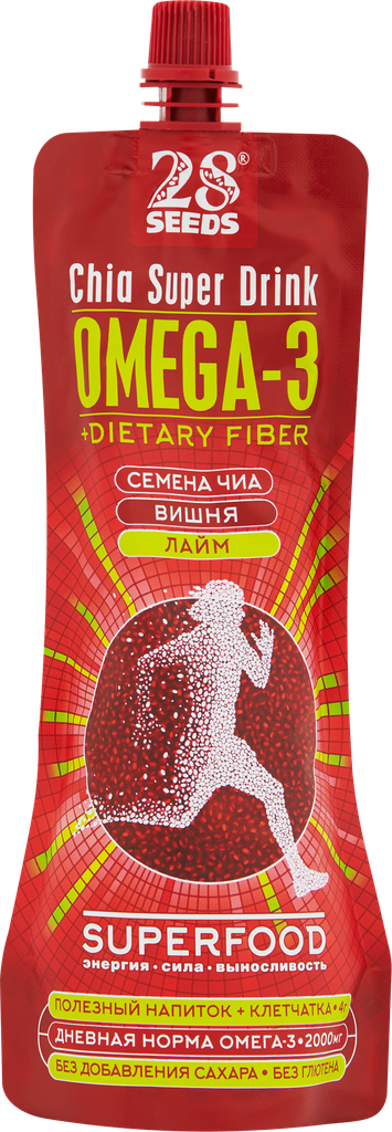 Напиток 28SEEDS Superfood с семенами чиа, вишней и лаймом, 0.25л