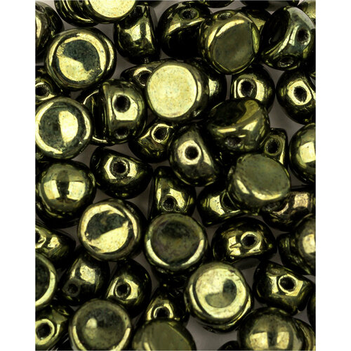 Стеклянные чешские бусины с двумя отверстиями, Cabochon bead, 6 мм, цвет Jet Red Luster, 10 шт.