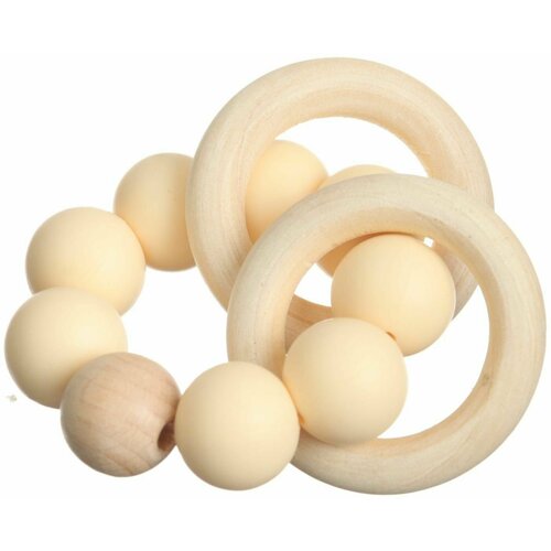 Прорезыватель силиконовый с деревянным кольцом цвет бежевый 479₽