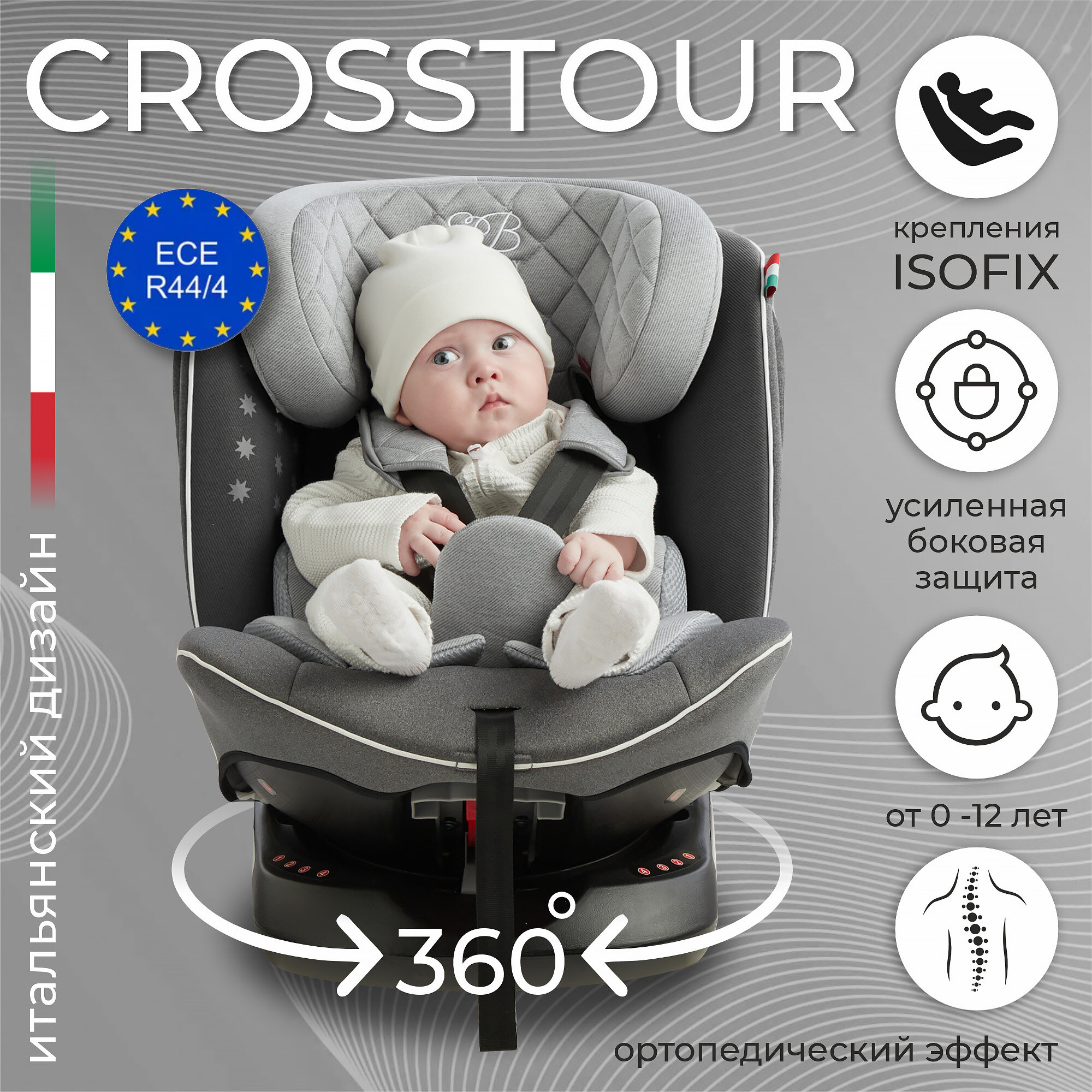 Автокресло группа 0123 (0-36) Sweet Baby Crosstour 360 SPS Isofix Grey