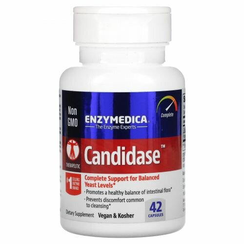 Ферменты Enzymedica Candidase, 42 вегетарианские капсулы, Поддержание здоровой кишечной флоры