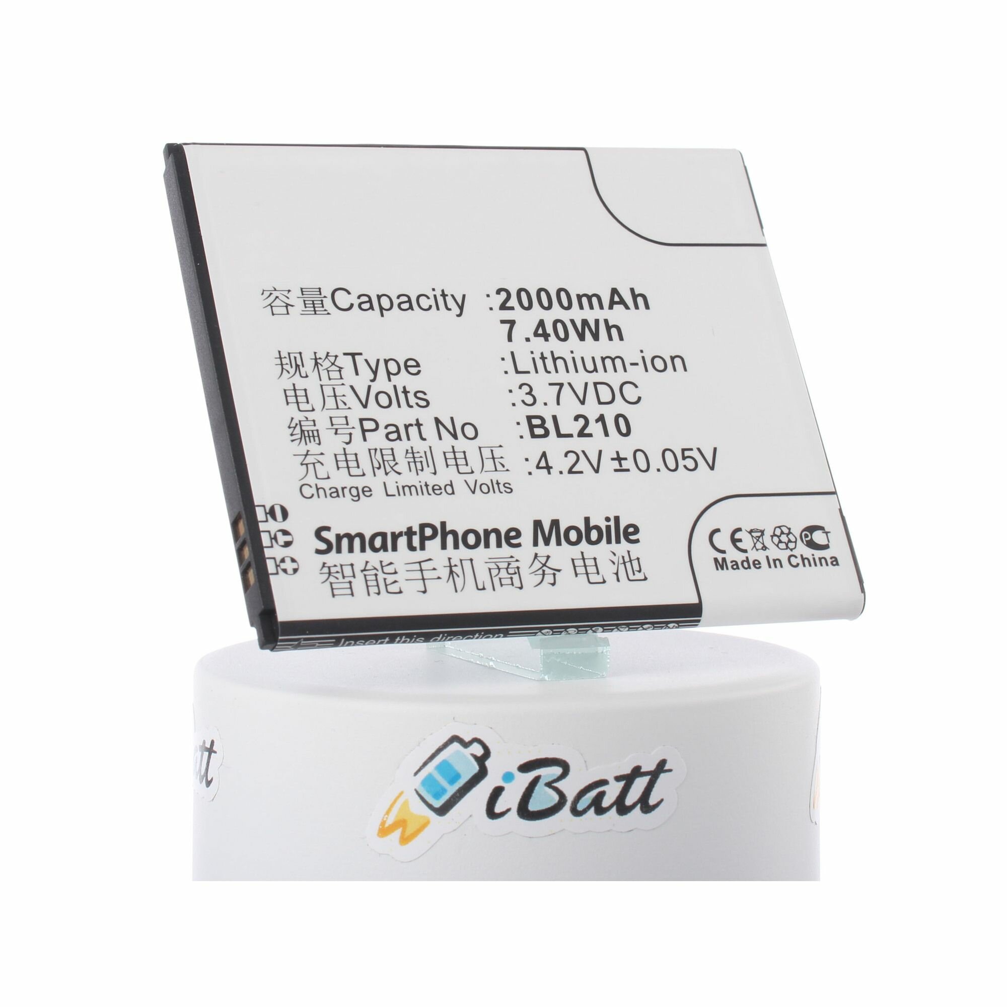 Аккумуляторная батарея iBatt 2000mAh для телефонов, смартфонов Lenovo