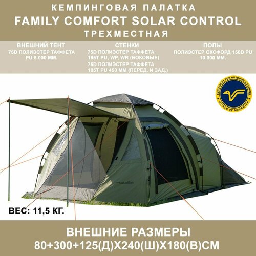 Кемпинговая палатка-автомат 3-х местная World of Maverick Family Comfort Solar Control