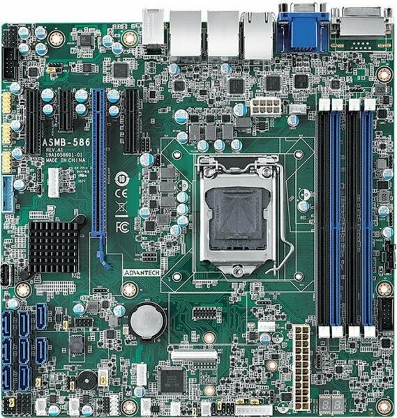 ASMB-586G2-00A1, Advantech LGA 1151 Intel® Xeon® E & 8th/9th Generation Core™ MicroATX Server Board with 4 DDR4, 4 PCIe, 6 USB 3.1, 8 SATA3,