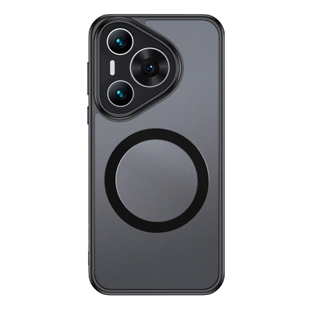 Чехол с Magsafe Huawei Pura 70 Pro / 70 Pro + прозрачный матовый с черным бортом WLONS