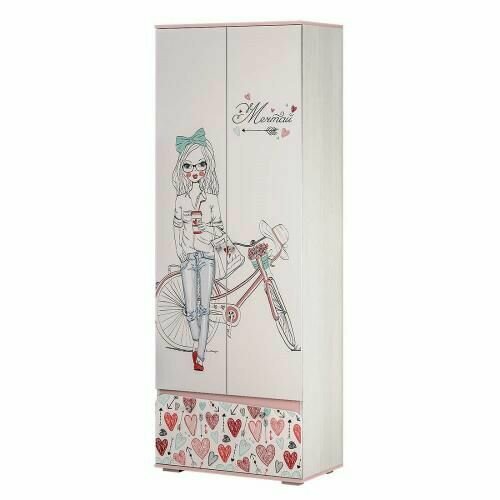 Шкаф 2-створчатый Малибу ШК-19 ЛДСП серый красный 802х2176х46 см 20983₽