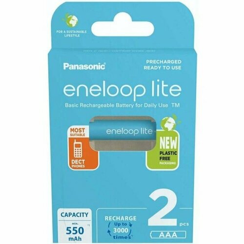 Аккумулятор Eneloop Panasonic Lite LR03 AAA 550 mAh (уп 2 шт)