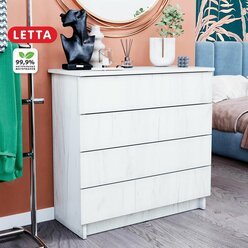 Комод LETTA "Ультра Крафт", белый, деревянный, 4 ящика, ЛДСП, 75х33х72.9 см
