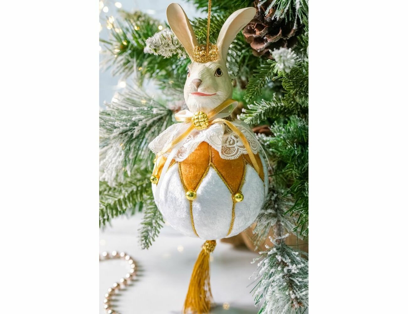 Ёлочная игрушка кролик алисы, полистоун, 25 см, Winter Deco 2007357