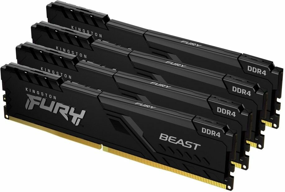 Оперативная память Kingston Fury Beast Black KF426C16BBK4/16 DDR4 - 4x 4ГБ 2666МГц, DIMM, Ret