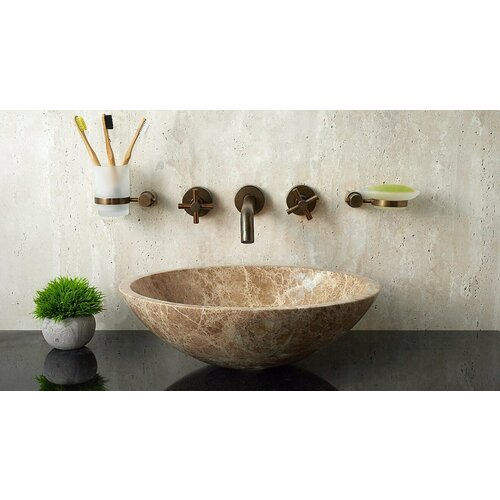 Накладная раковина из бежевого камня мрамора 42×42×14 Sfera 001061111