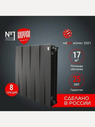 Изображение товара Радиатор отопления биметаллический Royal Thermo PianoForte 500 Noir Sable 8 секций