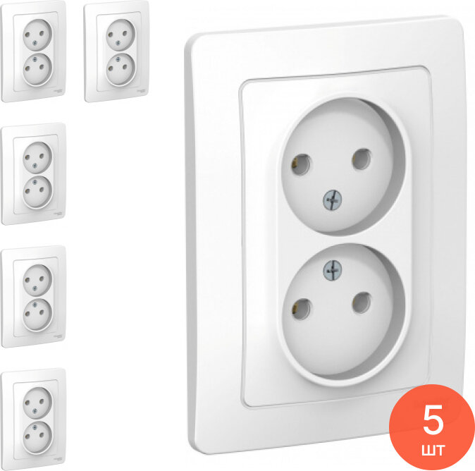 Розетка силовая штепсельная Systeme Electric / Систем Электрик BLANCA, 16А 250В IP20 белый, без заземляющего контакта BLNRS000021 / электрооборудование (комплект из 5 шт)