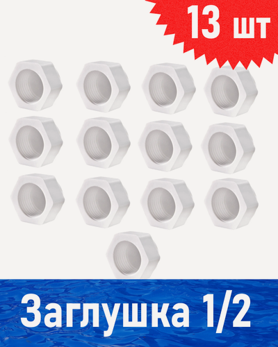 Изображение товара Заглушка с резьбой полипропиленовая 1/2 внутренняя, 13 шт