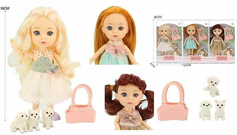 Кукла КНР "Milly", 16 см, с питомцем и аксессуарами, сумка для собаки