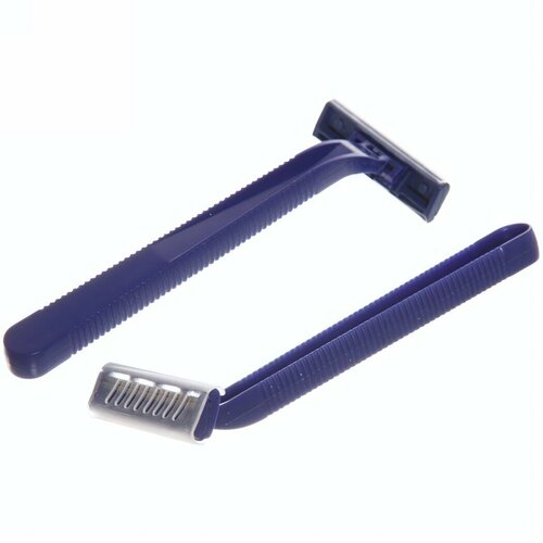Станок для бритья одноразовый два лезвия синий 11см удобный захват 59₽