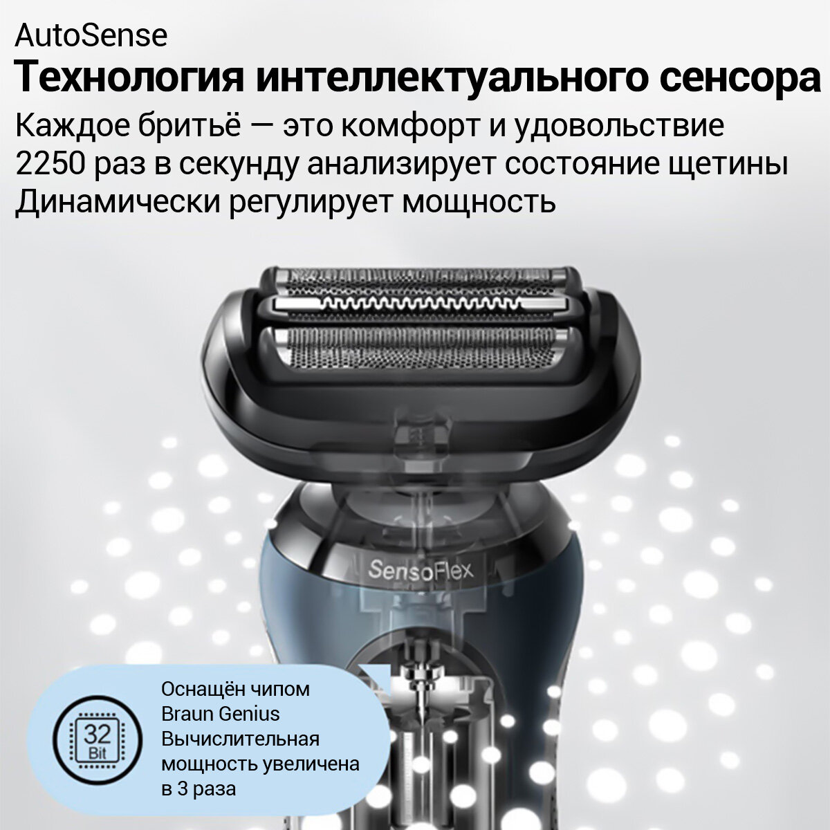 Электробритва Braun "Series 6", 61-B1200, водонепроницаемая, 3 плавающие головки — фото 1