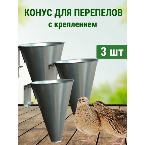 Конус для забоя перепелов с креплением, металлический - 3 шт