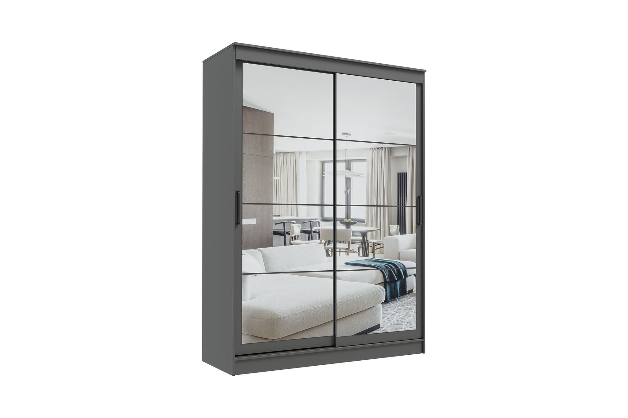 Шкаф-купе для одежды Нонтон Гранд 160x61x220 см 2 зеркала графит