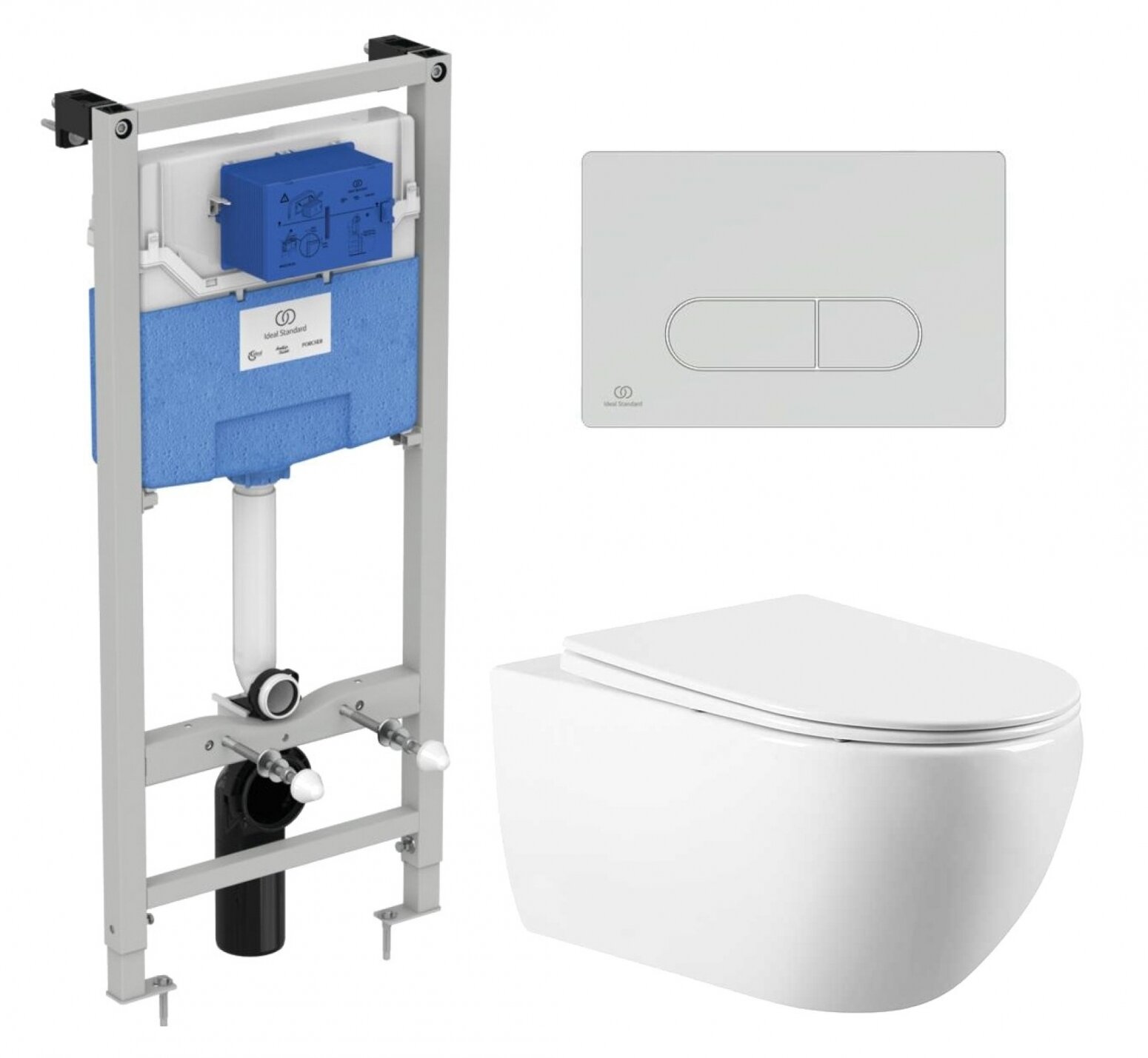 Комплект 3 в 1 инсталляция Ideal Standard + Унитаз подвесной Vincea Evo VT1-34 + кнопка хром