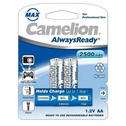 Батарейка аккумуляторная никель-металлогидридная Camelion AA 2500mAh/2BL Always Ready 2 штуки