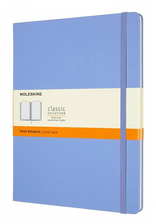 Блокнот Moleskine Classic QP090B42 XLarge 190х250мм 192стр. линейка твердая обложка голубая гортензия