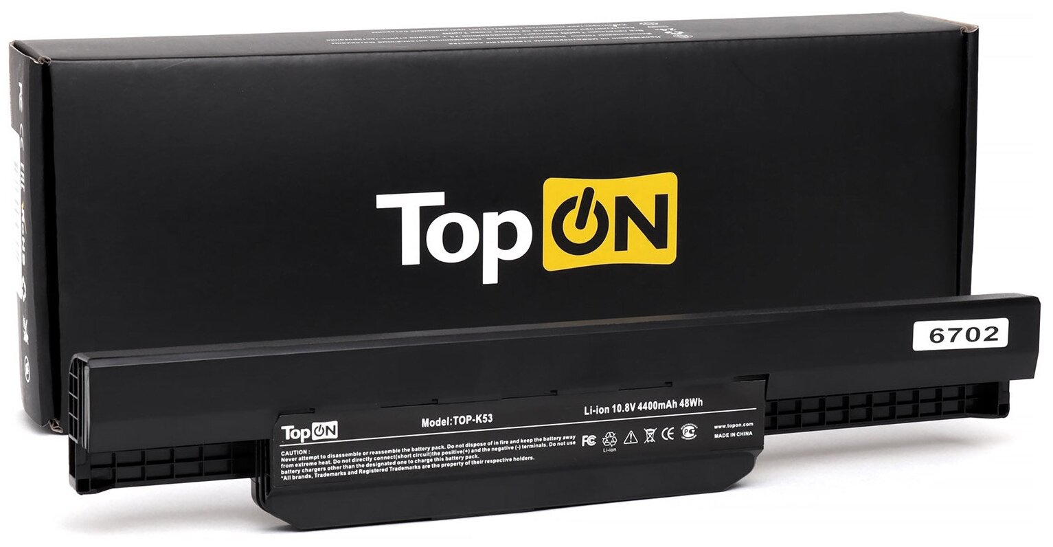 Аккумулятор TopON TOP-K53 для 10.8V 4400mAh PN: A32-K53 A42-K53 A43EI241SV-SL - фото №3