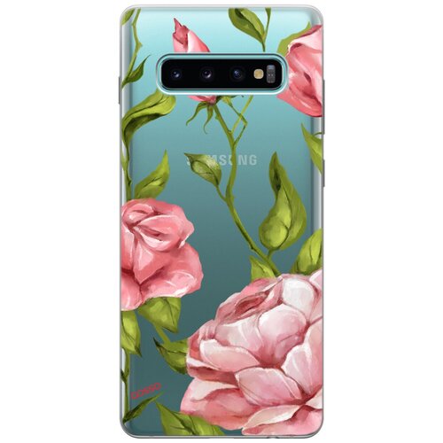 фото Ультратонкий силиконовый чехол-накладка transparent для samsung galaxy s10+ с 3d принтом "amazing roses" gosso