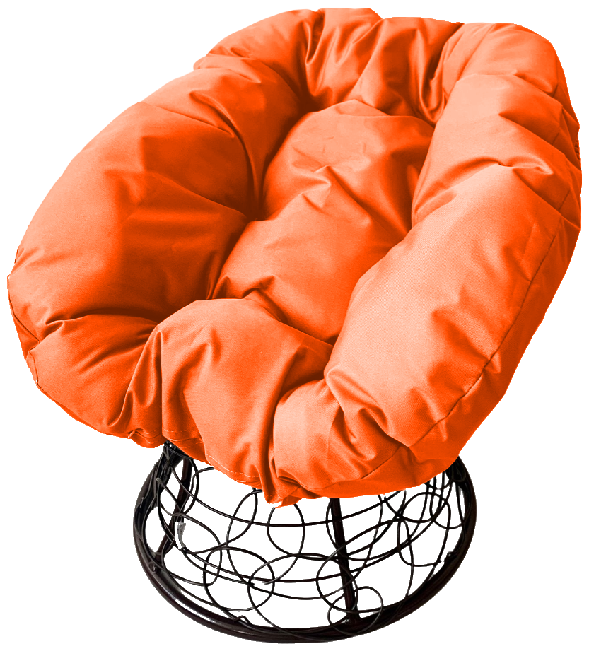 Кресло M-Group пончик ротанг чёрный, оранжевая подушка - фотография № 4