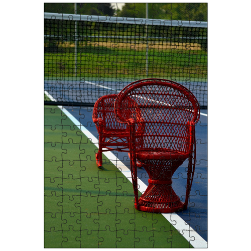 фото Магнитный пазл 27x18см."большой теннис, красный, стул" на холодильник lotsprints
