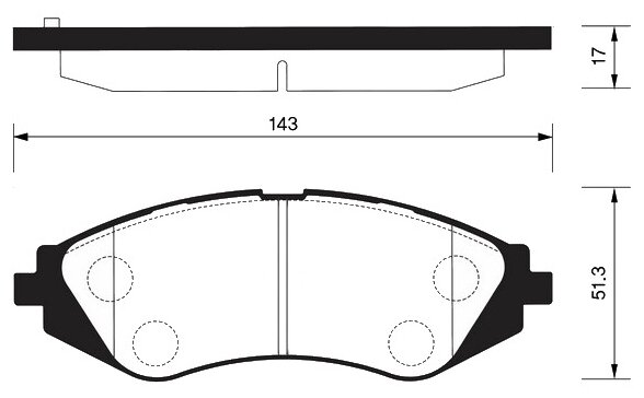 Дисковые тормозные колодки передние SANGSIN BRAKE SP1077 (4 шт.)