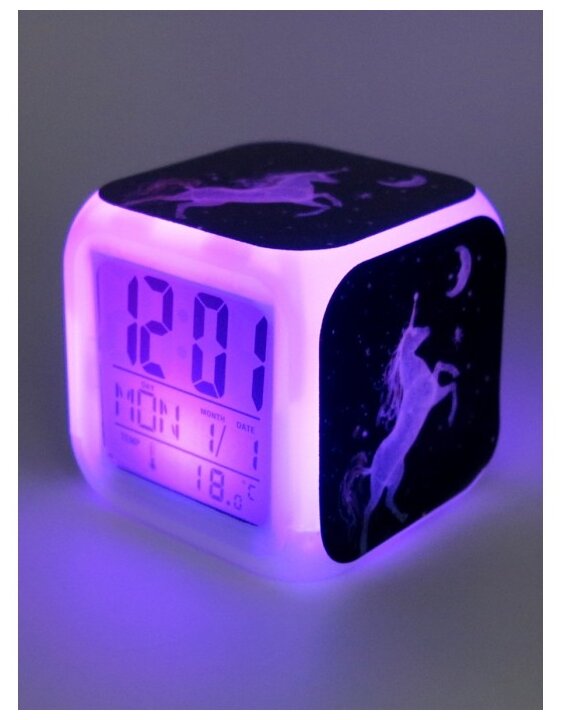 Часы-будильник Единорог с подсветкой №5 - фотография № 5