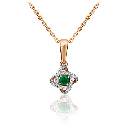 PLATINA jewelry Подвеска из красного золота с изумрудом и бриллиантом 03-0490-00-106-1110-30