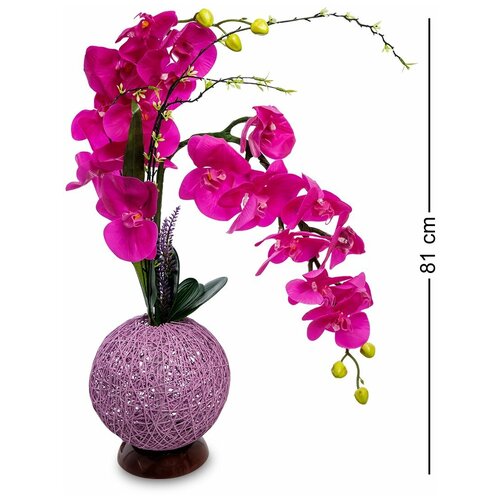 Композиция Пурпурные орхидеи в вазе с LED-подсветкой