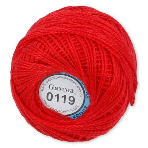 Пряжа Gamma Ирис 100 хлопок 10 г 82 м 3 м 0119 яр-красный 89₽