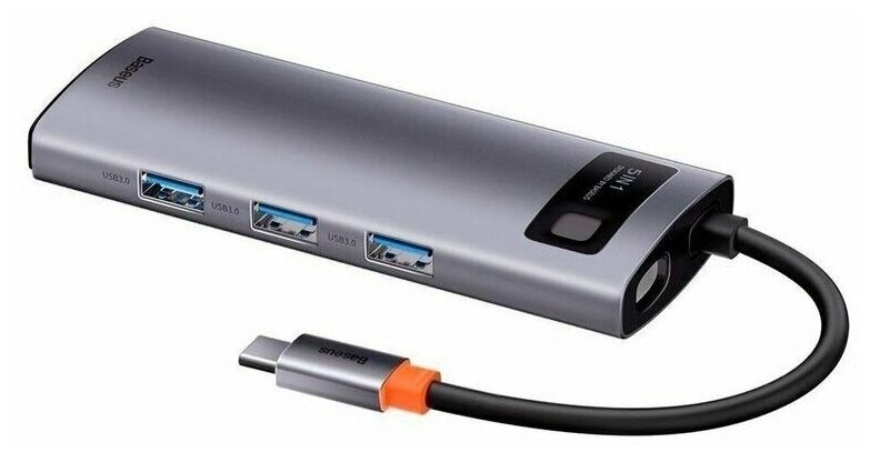 USB-концентратор Хаб Hub Baseus Metal Gleam Series 5 в 1 CAHUB-CX0G (Space Grey) Type-C(PD), HDMI, 3xUSB 3.0.