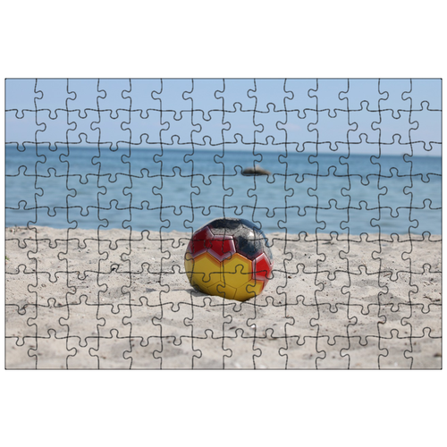фото Магнитный пазл 27x18см."пляжный волейбол, мяч, песок" на холодильник lotsprints