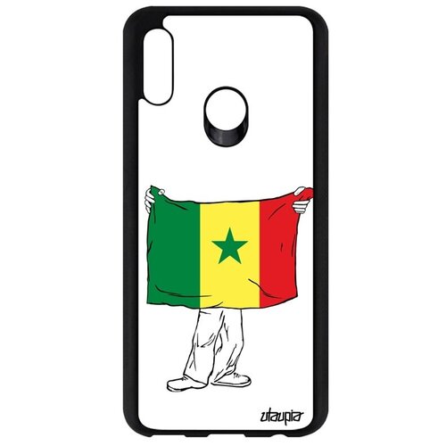 фото Противоударный чехол на мобильный // huawei p smart 2019 // "флаг сенегала с руками" патриот путешествие, utaupia, белый