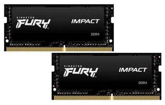 Оперативная память Kingston SO-DIMM DDR4 16Gb (2x8GB) 3200MHz pc-25600 FURY Impact Black (KF432S20IBK2/16)