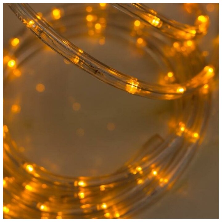 Luazon Lighting LED шнур 10 мм, круглый, 5 м, чейзинг, 2W-LED/м-24-220V, с контр. 8р, желтый - фотография № 2