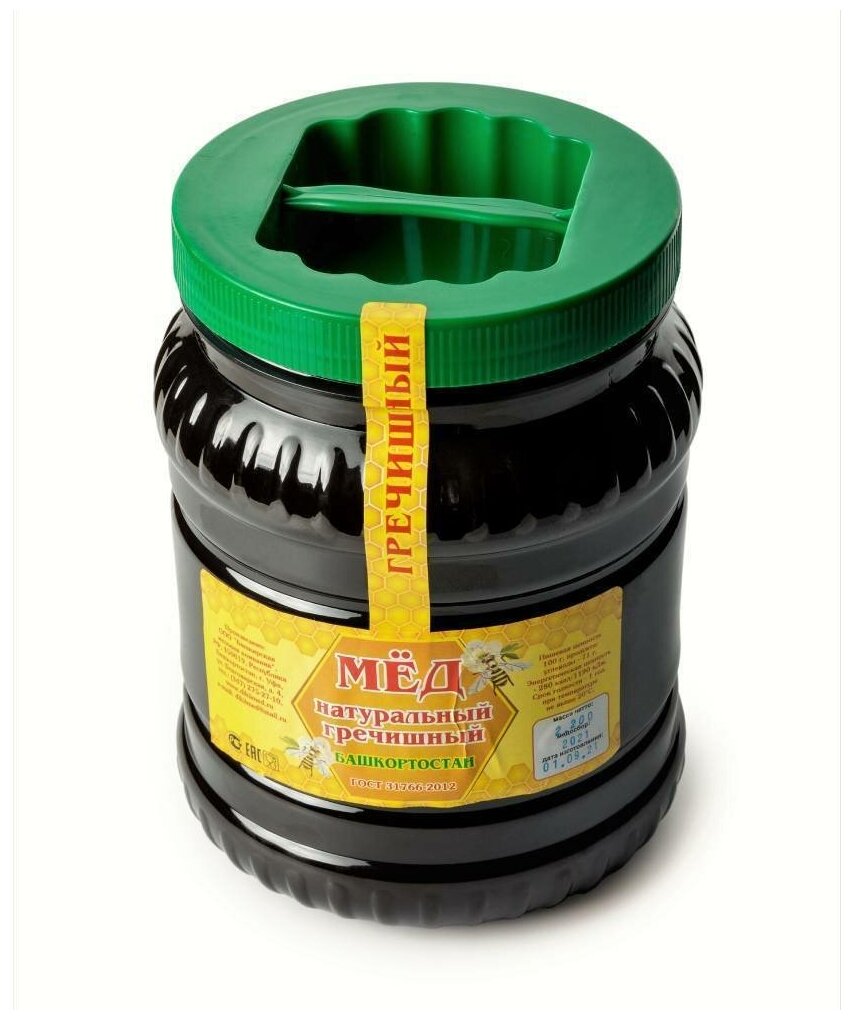 Гречишный башкирский мёд 2,2 кг. натуральный продукт мёд гречиха гречневый мёд настоящий мед суперфуд фермерский продукт не содержит сахар - фотография № 1
