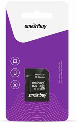 Карта памяти MicroSD 16GB Smart Buy Class 10 UHS- I + SD адаптер COMPACT