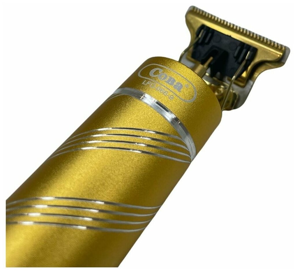 Триммер для стрижки бороды и усов CB-622-26, Машинка для стрижки с 4 насадками, золотой - фотография № 4