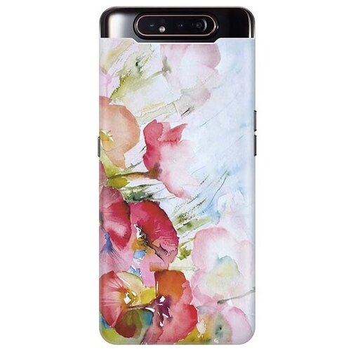 Ультратонкий силиконовый чехол-накладка для Samsung Galaxy A80 с принтом Акварельные цветы ультратонкий силиконовый чехол накладка для samsung galaxy s20 с принтом акварельные цветы