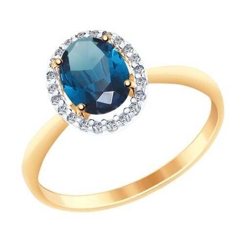 фото Золотое кольцо sokolov 714963 с фианитом и лондон топазом diamant-online