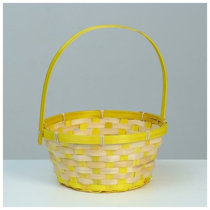 фото Корзина плетеная, бамбук, 21 х 10 х 24см, желтая 2171632
