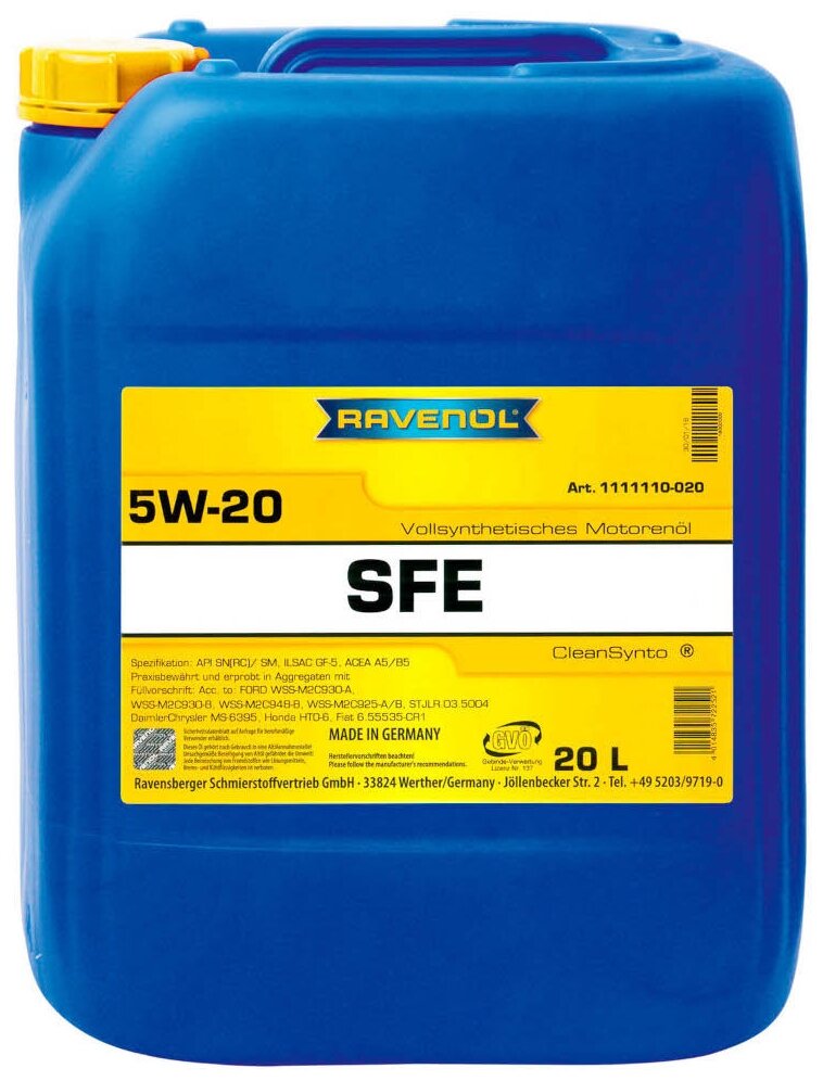   RAVENOL Super Fuel Economy SFE SAE 5W-20 (20) ecobox