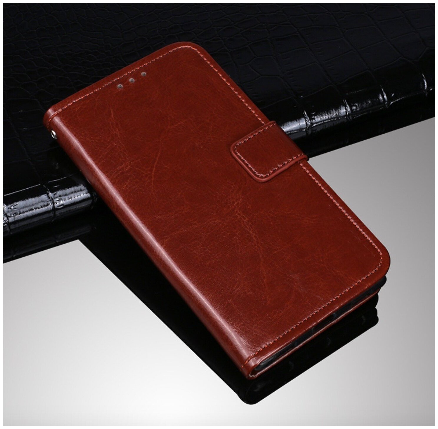 Чехол-книжка MyPads для iPhone 6/ 6S 4.7 с мульти-подставкой застежкой и визитницей коричневый