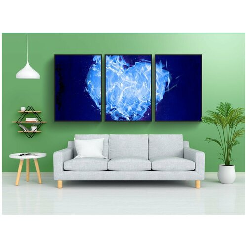 фото Набор модулных постеров для интерьера "вниз, подавленный, синее сердце" 60x90 см. в тубусе, без рамки lotsprints