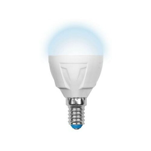 фото Uniel лампа светодиодная шар uniel led-g45 7w/nw/e14/fr plp01wh e14 7w 4000k